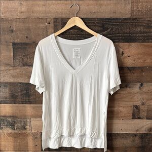 ADAY “Necessi-T” White V-Neck Short Sleeve Tee Small -Brand Closing / Sold Out